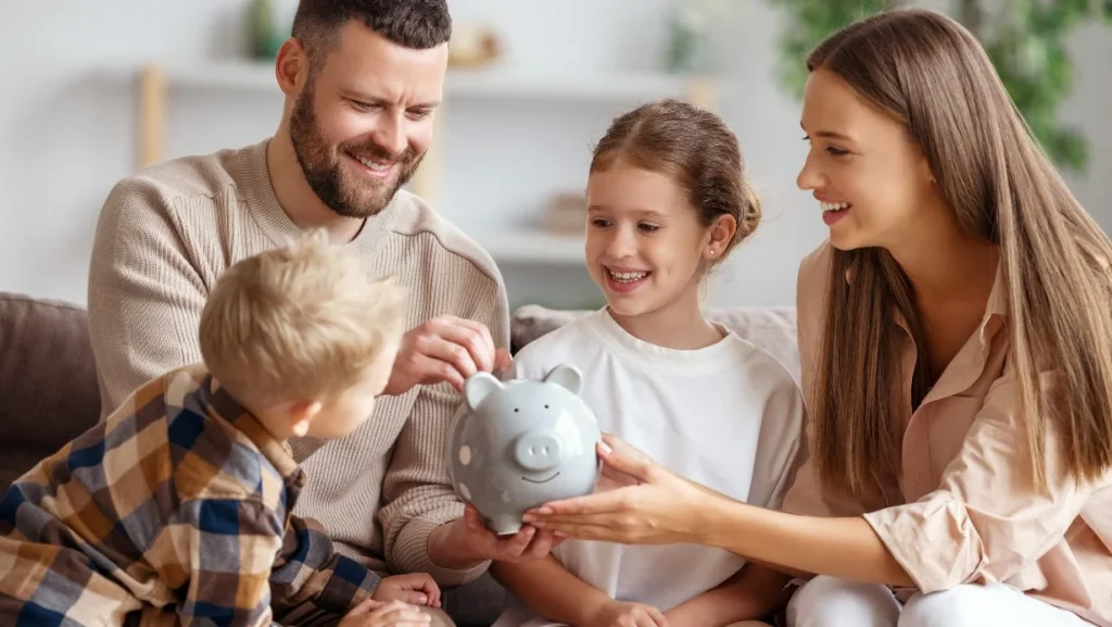 Happy Family Saving Money Together 1024x577