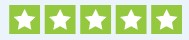 The image shows five green stars arranged in a horizontal row, representing a five-star rating system, often used for reviews and evaluations.