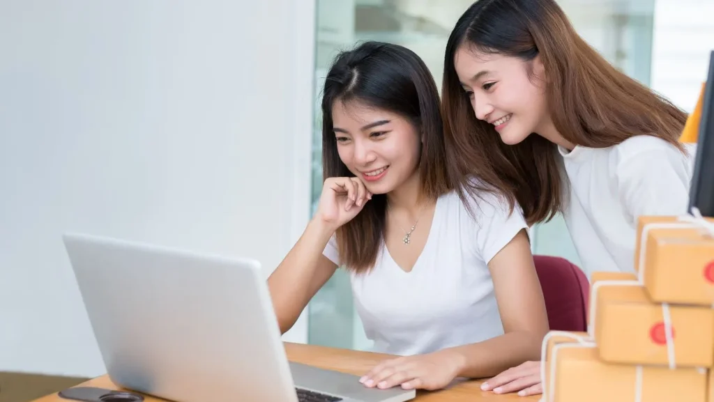 Two Young Happy People Startup Small Business Entrepreneur